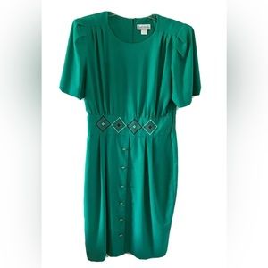 Vintage Sweetbriar Green Short Sleeve Dress Size 14